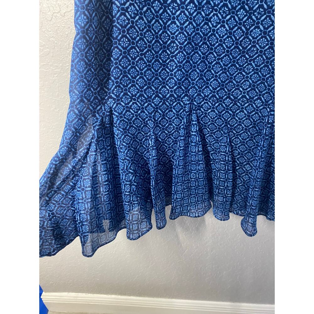 Lauren Ralph Lauren Geo Print Indigo Sky V-neck Dress sz 14 boho coastal - Picture 3 of 7